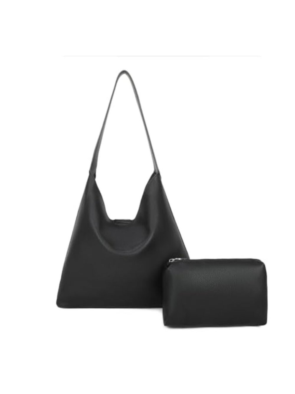 Women's Soft Vegan Leather Hobo Shoulder Bag with Organizer Pouch